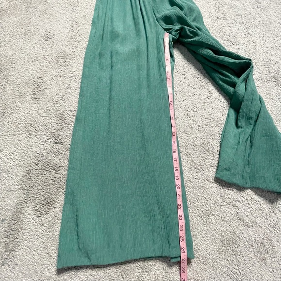 Anthropologie Bionda Plisse Jumpsuit Green Sleeveless Smocked Wide Leg Size XS - Picture 5 of 14